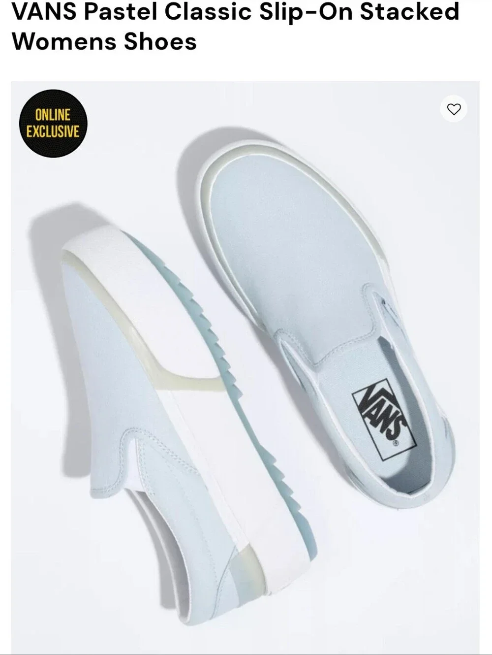 Vans Pastel Light Blue Classic Slip-On Stacked Womans 10.5 Nwot